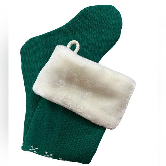 ⭐️ 4/$25 Luxurious Christmas Faux Fur Knit Stocking Green, Fair Isle Style - Picture 7 of 7